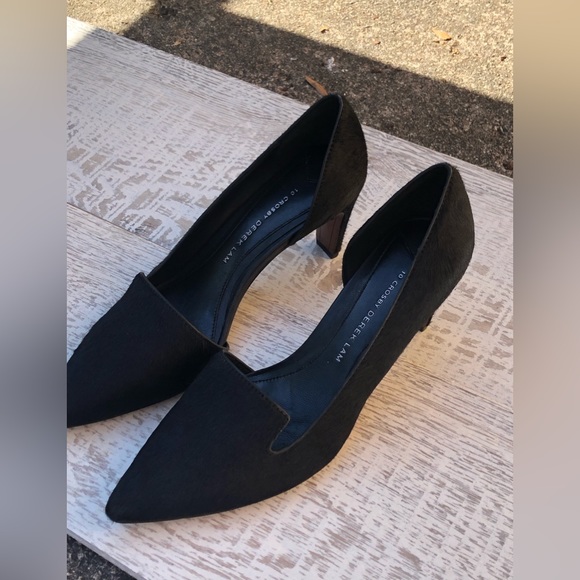 10 Crosby Dereck Lam Black Real Fur High Heels. d’Orsay Pumps, Size 7 1/2 NWOT - Picture 15 of 16